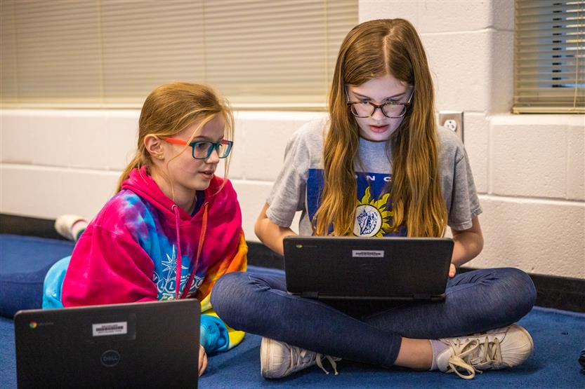 Jordan Elementary students in broadcasting